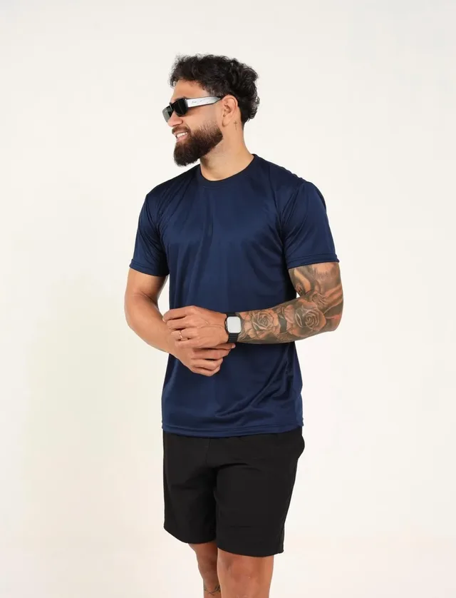 Camiseta masculina azul marinho - atacado